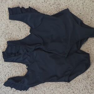 2 Black Ruffled One-Piece Swimsuits